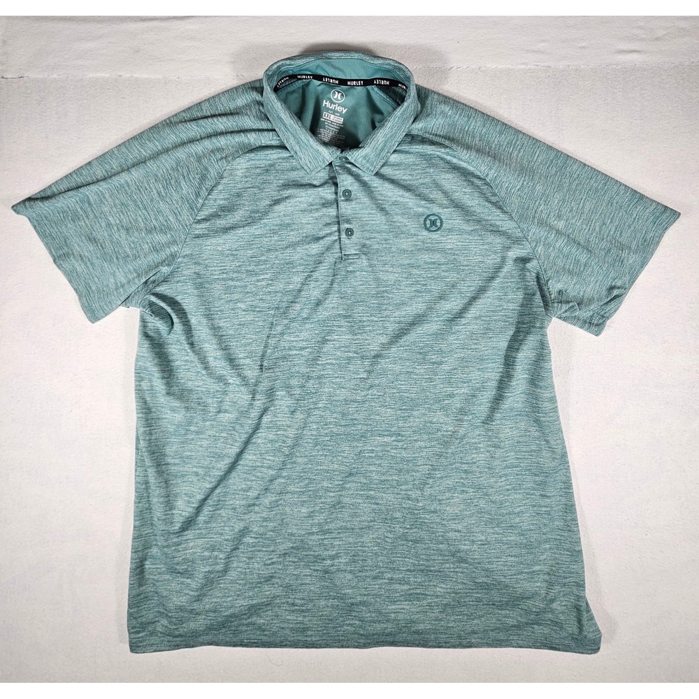 Hurley Mens XXL Performance Polo Shirt Teal Heather Space Dye Golf‎ Short Sleeve